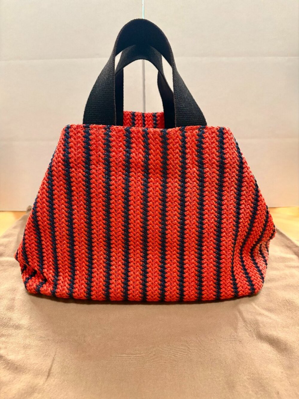 Clare V. Marcelle Woven Straw Stripe Tote Bag – Red & Navy
